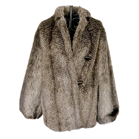 Manteau Vintage En Fausse Fourrure Ivoire - Taille M, Occasion Très Bon état